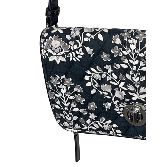 Vera Bradley Chandelier Noir Crossbody Purse Shoulder Bag Black White Floral - Picture 3 of 12